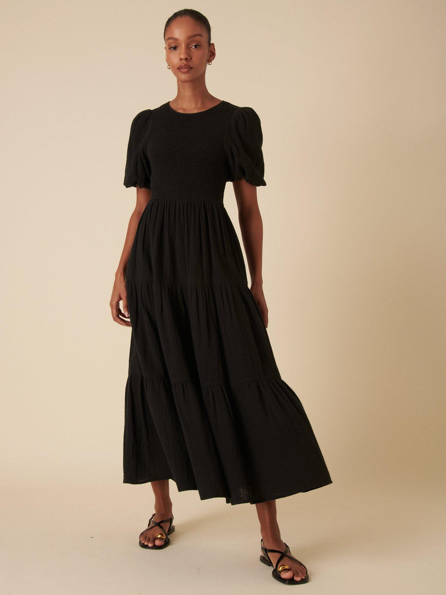 Nobody's Child Charlie Ruched Pure Organic Cotton Dress, Black