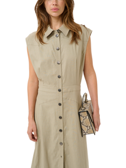 Gestuz GZizza Sleeveless Midi Shirt Dress, Silver Sage, Silver Sage
