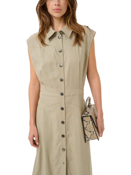 Gestuz GZizza Sleeveless Midi Shirt Dress, Silver Sage, Silver Sage