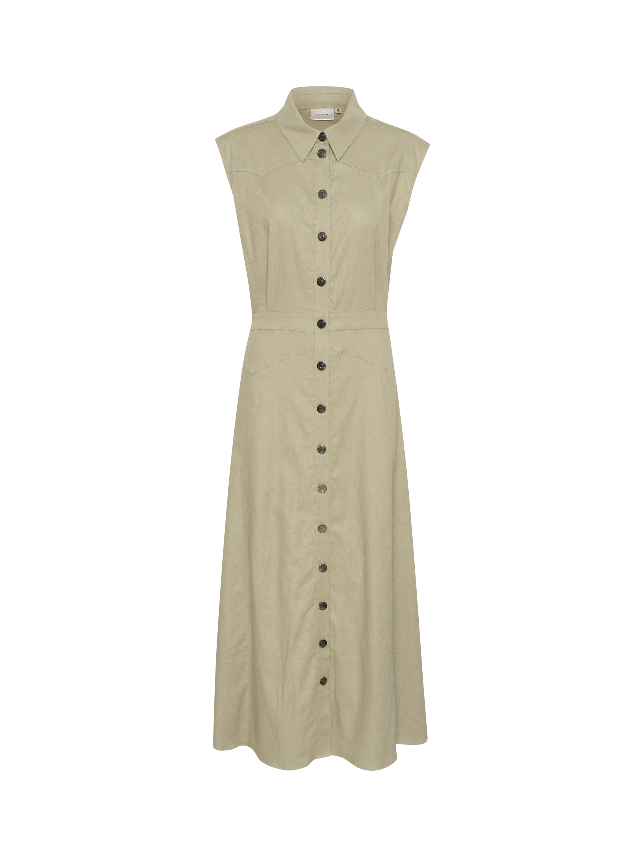 Product image 5 of 6, which shows Gestuz GZizza Sleeveless Midi Shirt Dress, Silver Sage, 8