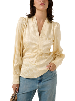 Gestuz GZdalila V-Neck Long Sleeve Blouse, Butter Yellow, Butter Yellow