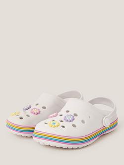 Monsoon Kids' Flower Stripe Clogs, Ivory - view 2, Ivory