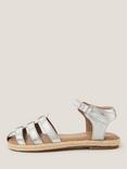 Monsoon Kids' Metallic Leather Fisherman Sandals, Silver