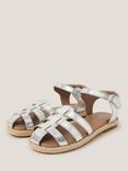 Monsoon Kids' Metallic Leather Fisherman Sandals, Silver