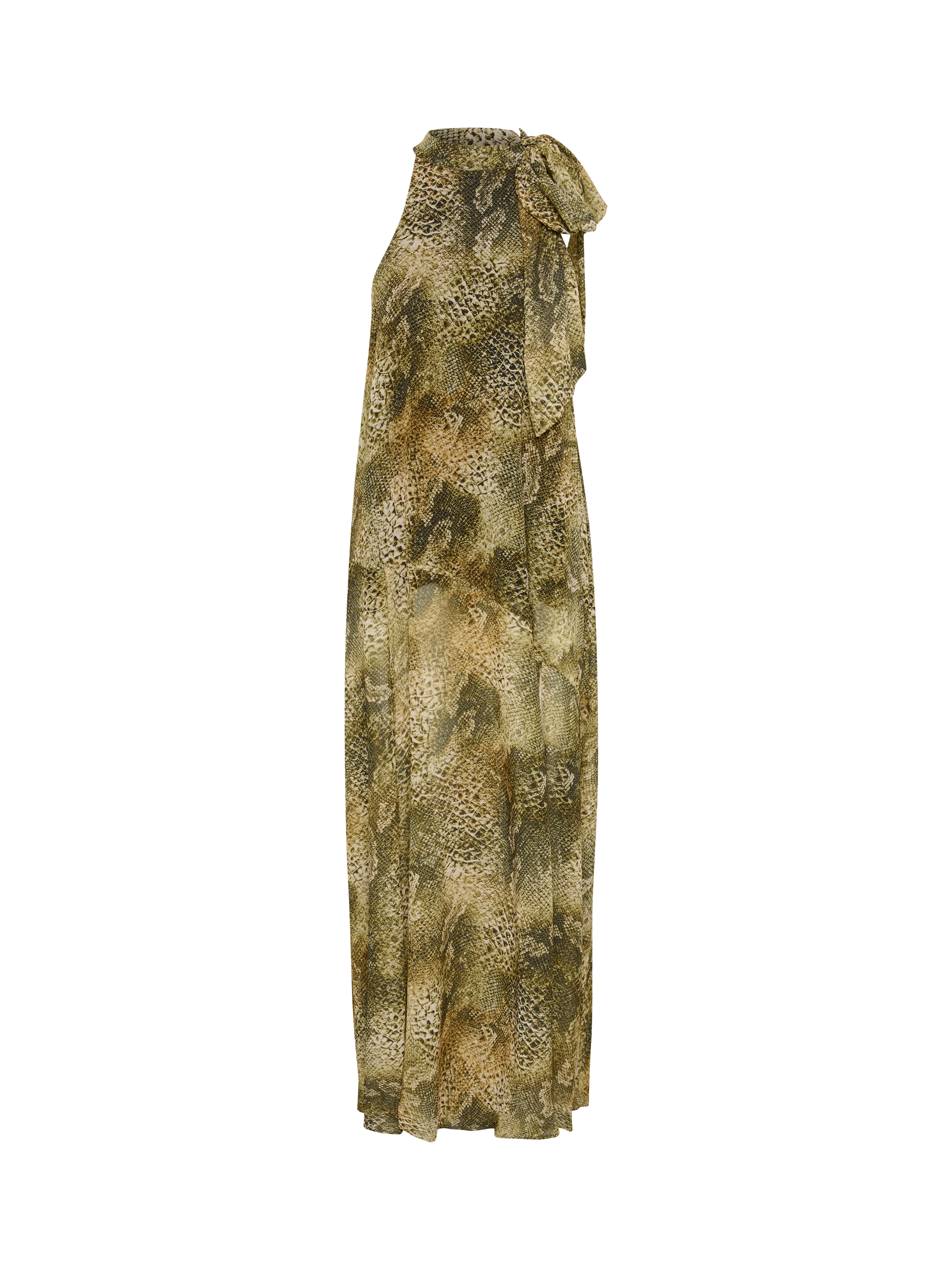 Product image 5 of 6, which shows Gestuz GZsanka Halterneck Snake Print Maxi Dress, Gold/Brown, 8