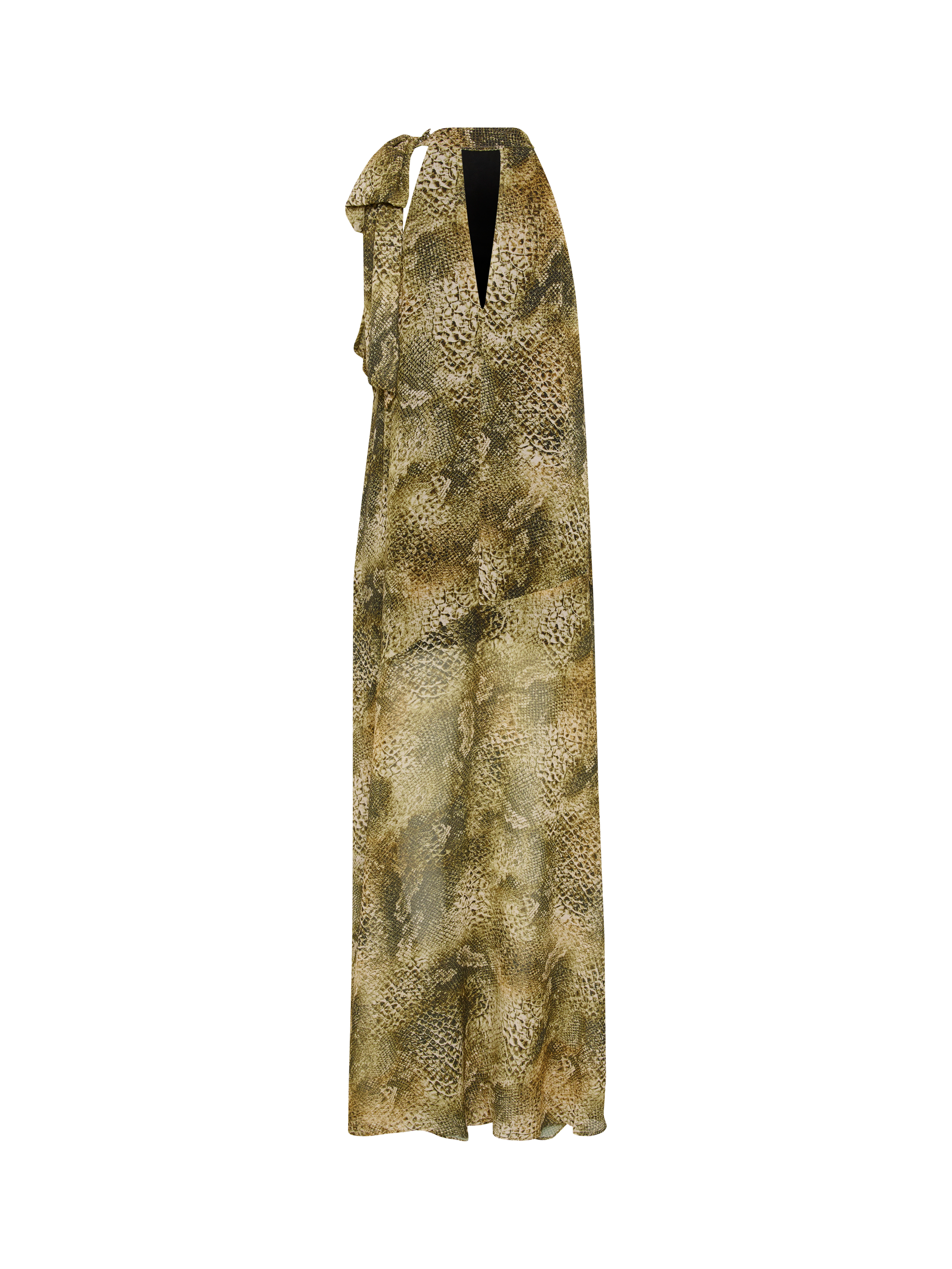 Product image 6 of 6, which shows Gestuz GZsanka Halterneck Snake Print Maxi Dress, Gold/Brown, 8
