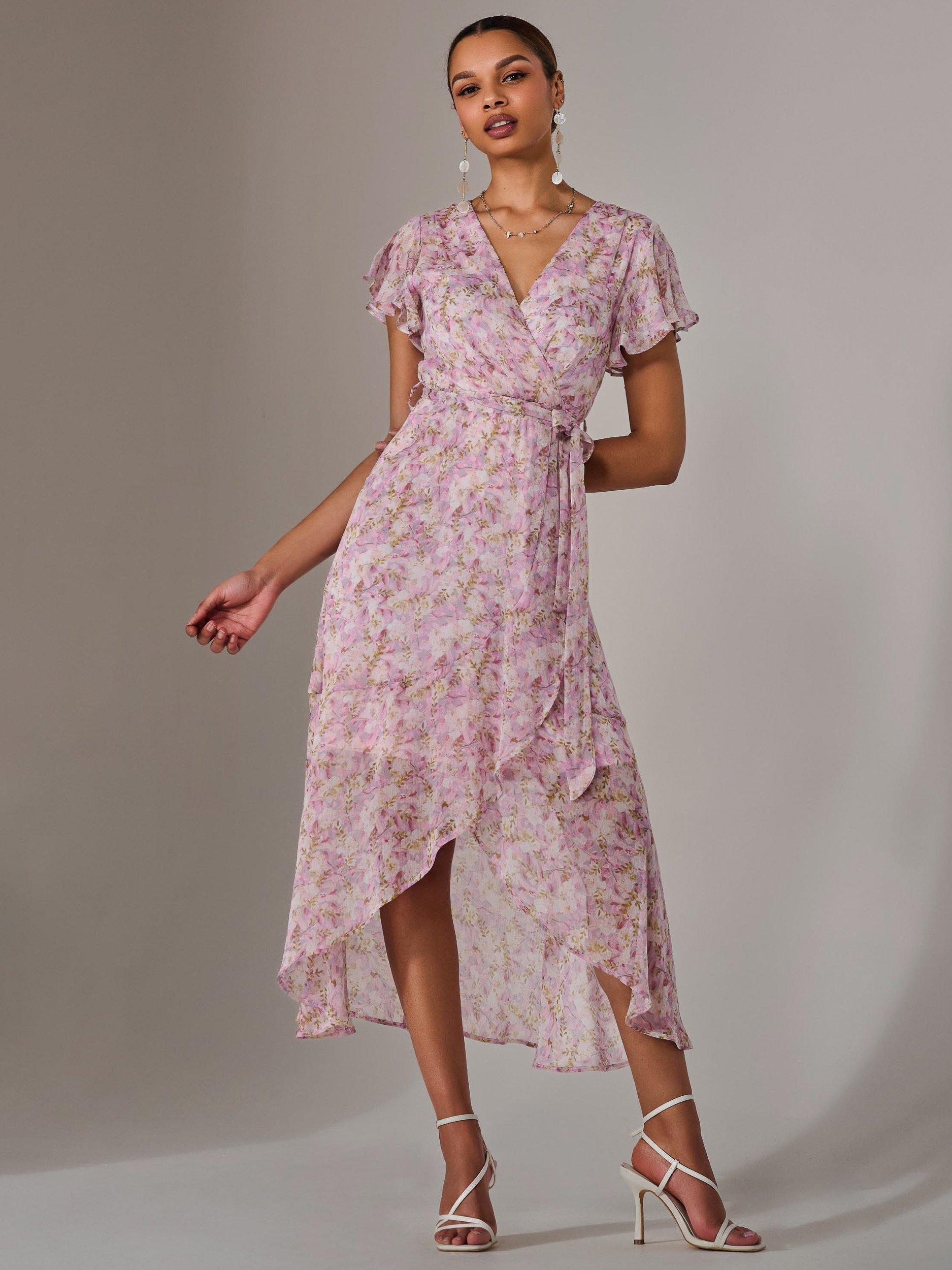 Product image 1 of 7, which shows Jolie Moi Floral Midi Dress, Pink, 8
