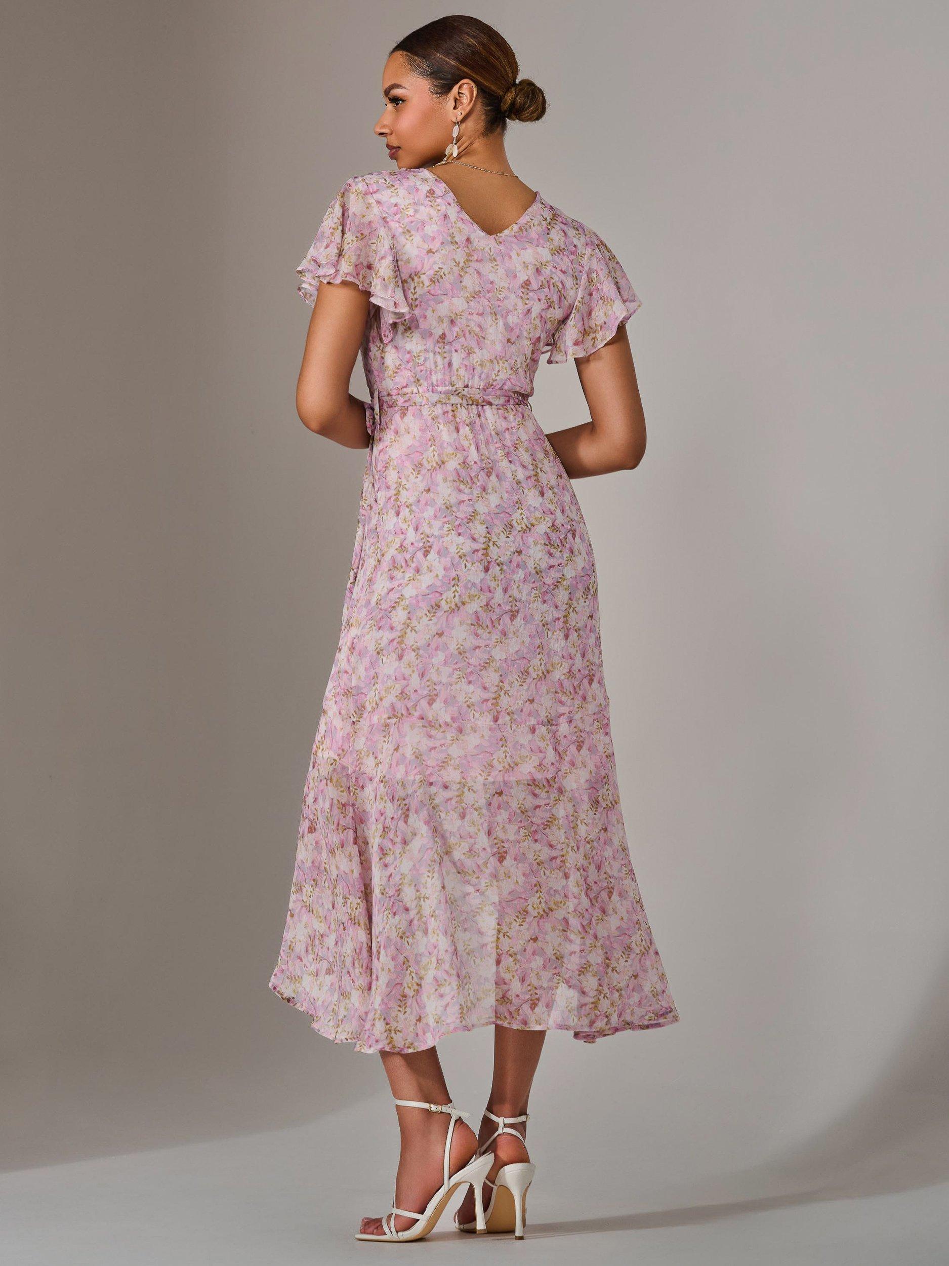 Product image 2 of 7, which shows Jolie Moi Floral Midi Dress, Pink, 8