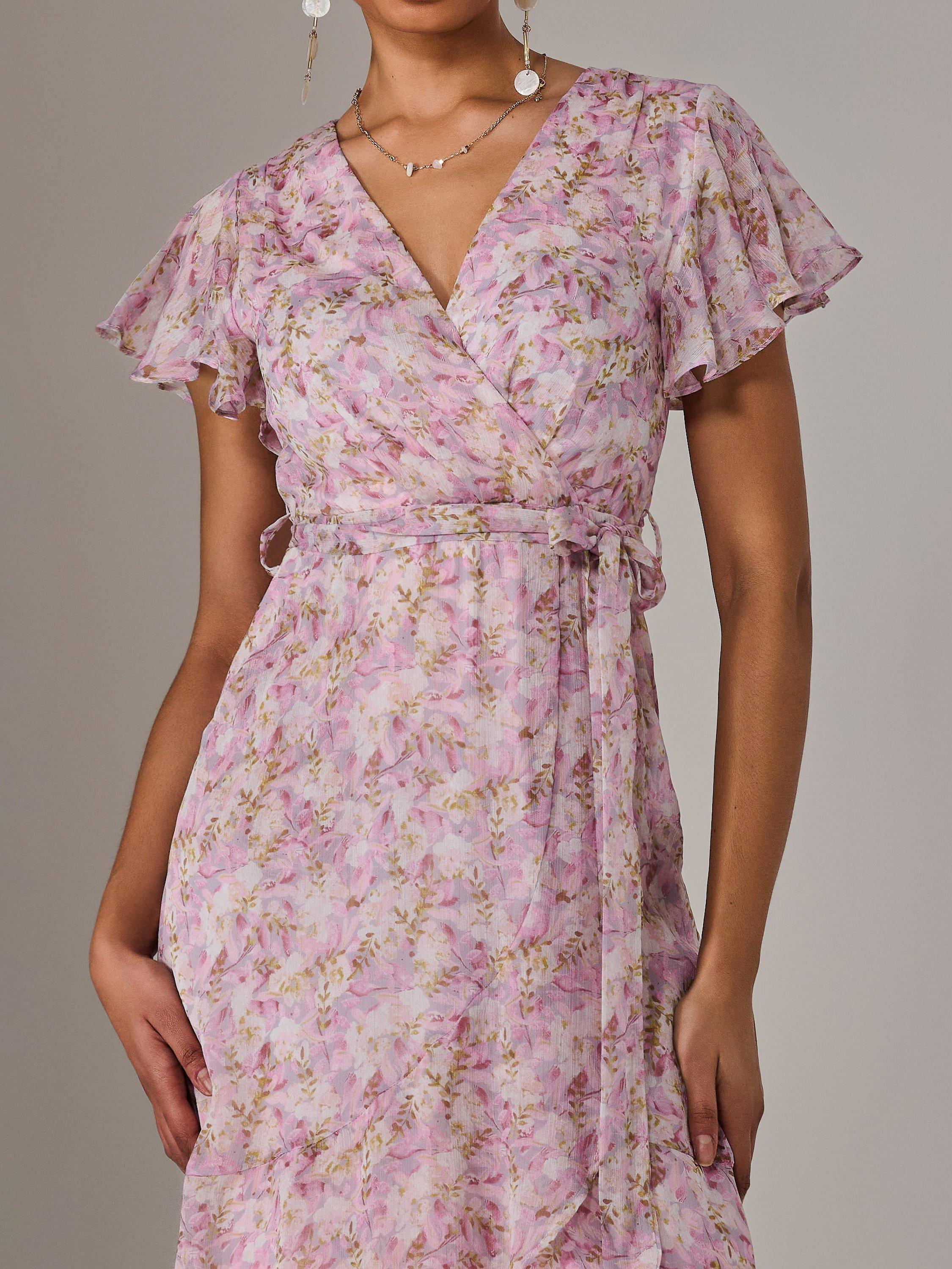 Product image 3 of 7, which shows Jolie Moi Floral Midi Dress, Pink, 8