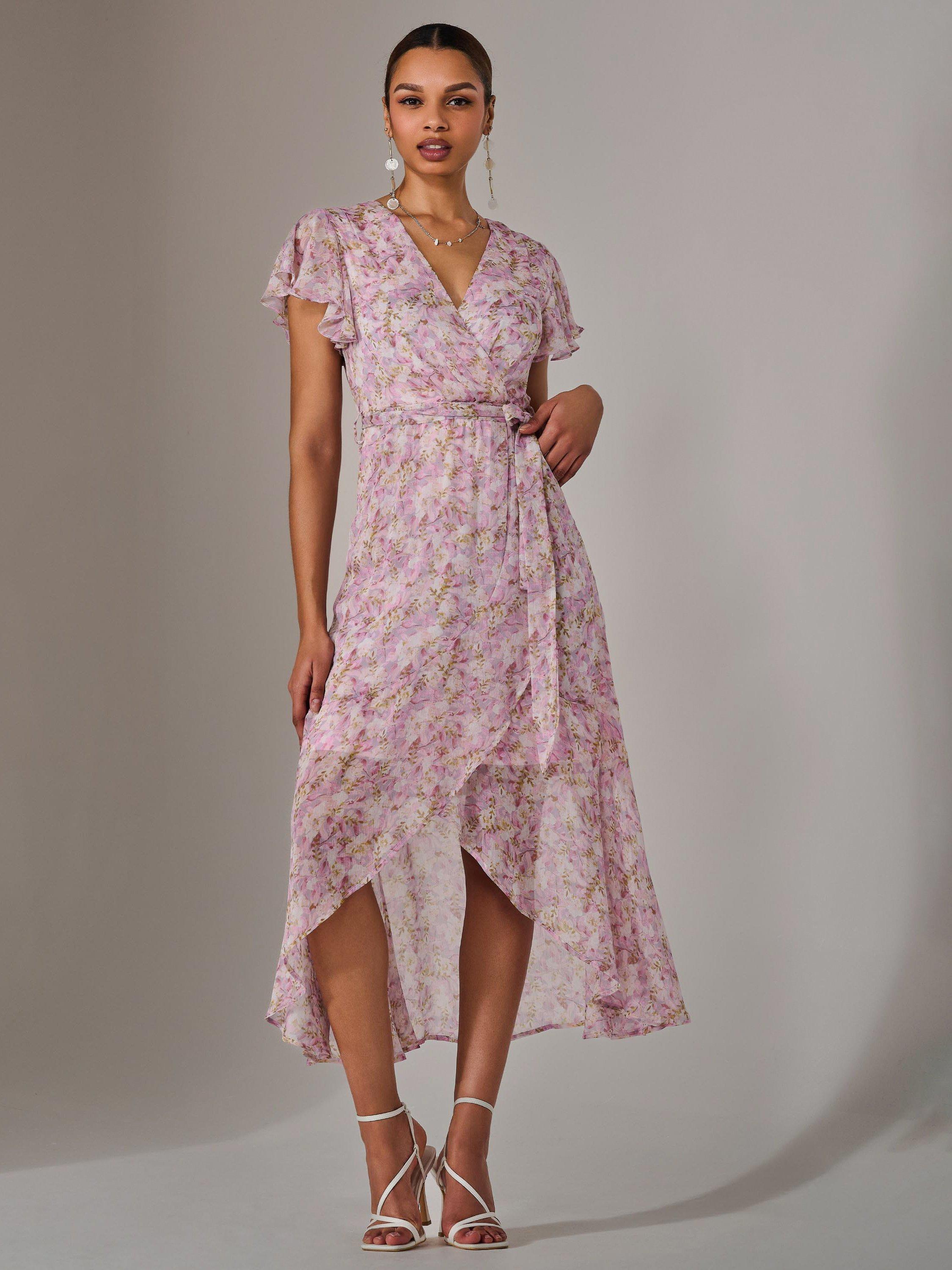 Product image 4 of 7, which shows Jolie Moi Floral Midi Dress, Pink, 8
