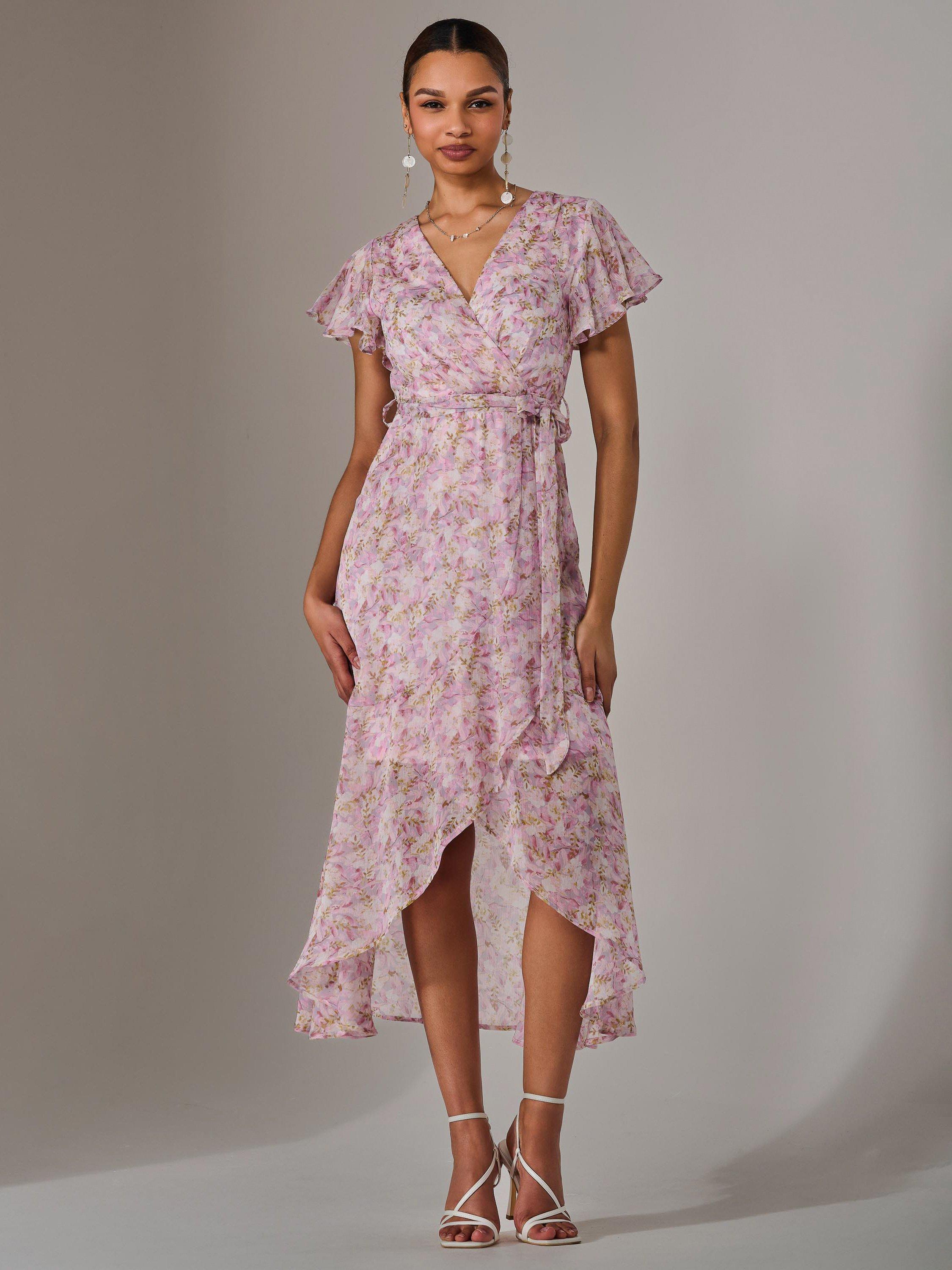 Product image 5 of 7, which shows Jolie Moi Floral Midi Dress, Pink, 8