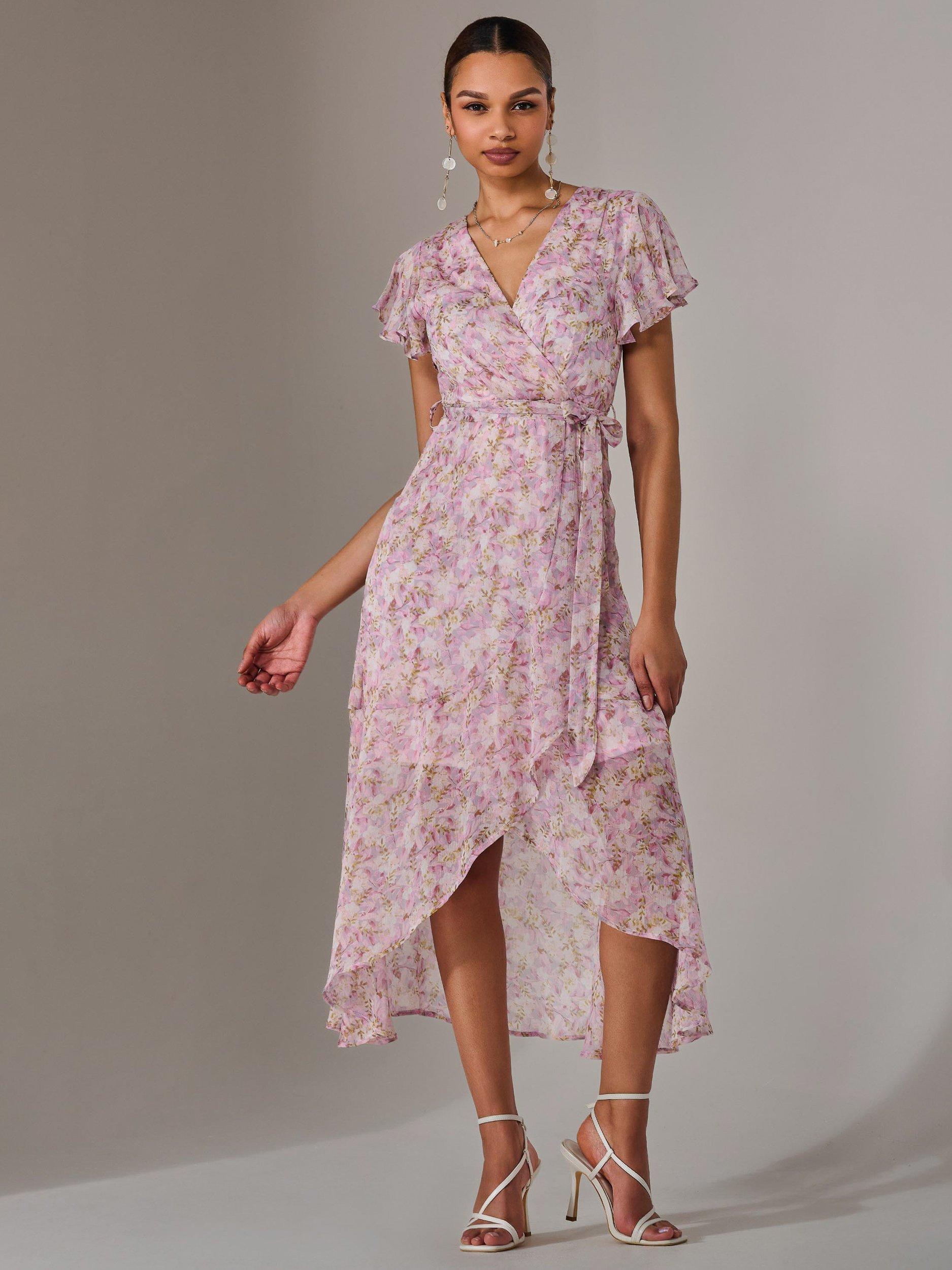 Product image 7 of 7, which shows Jolie Moi Floral Midi Dress, Pink, 8