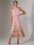 Jolie Moi Pleated Halterneck Maxi Dress, Pink