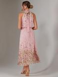 Jolie Moi Pleated Halterneck Maxi Dress, Pink