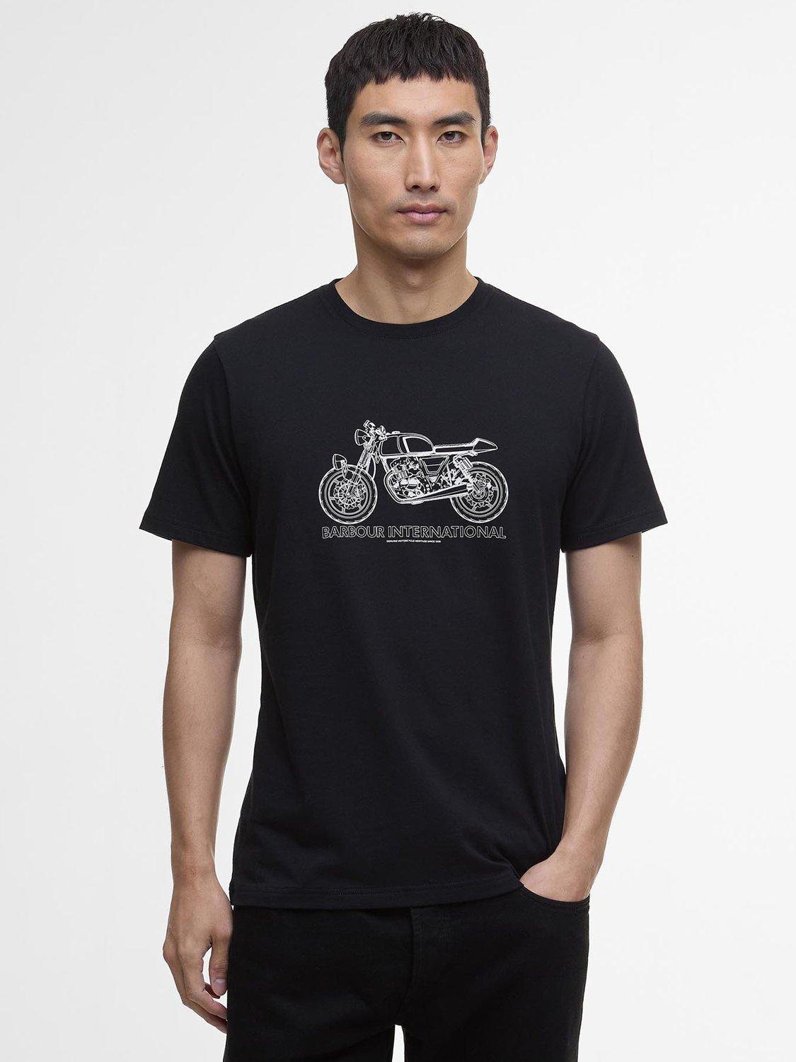 Product image 1 of 5, which shows Barbour International Venture Cotton Regular Fit Short Sleeve Graphic T-Shirt, Black, L