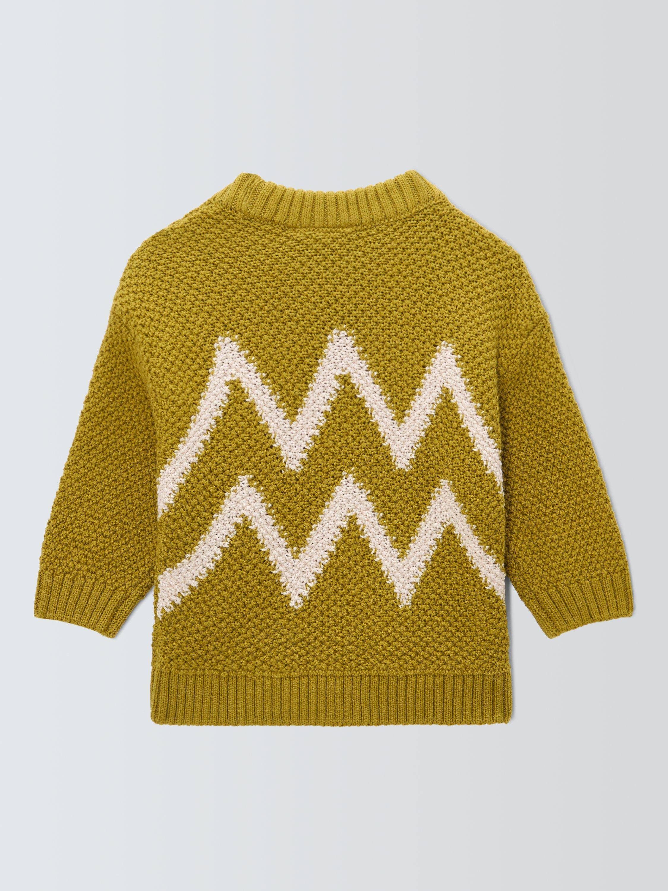 Product image 2 of 3, which shows John Lewis Baby Cotton Blend Zig-Zag Jumper, Orange, 3-6 months