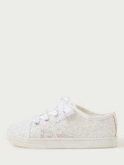 Monsoon Kids' Princess Lace Trainers, Ivory, Ivory