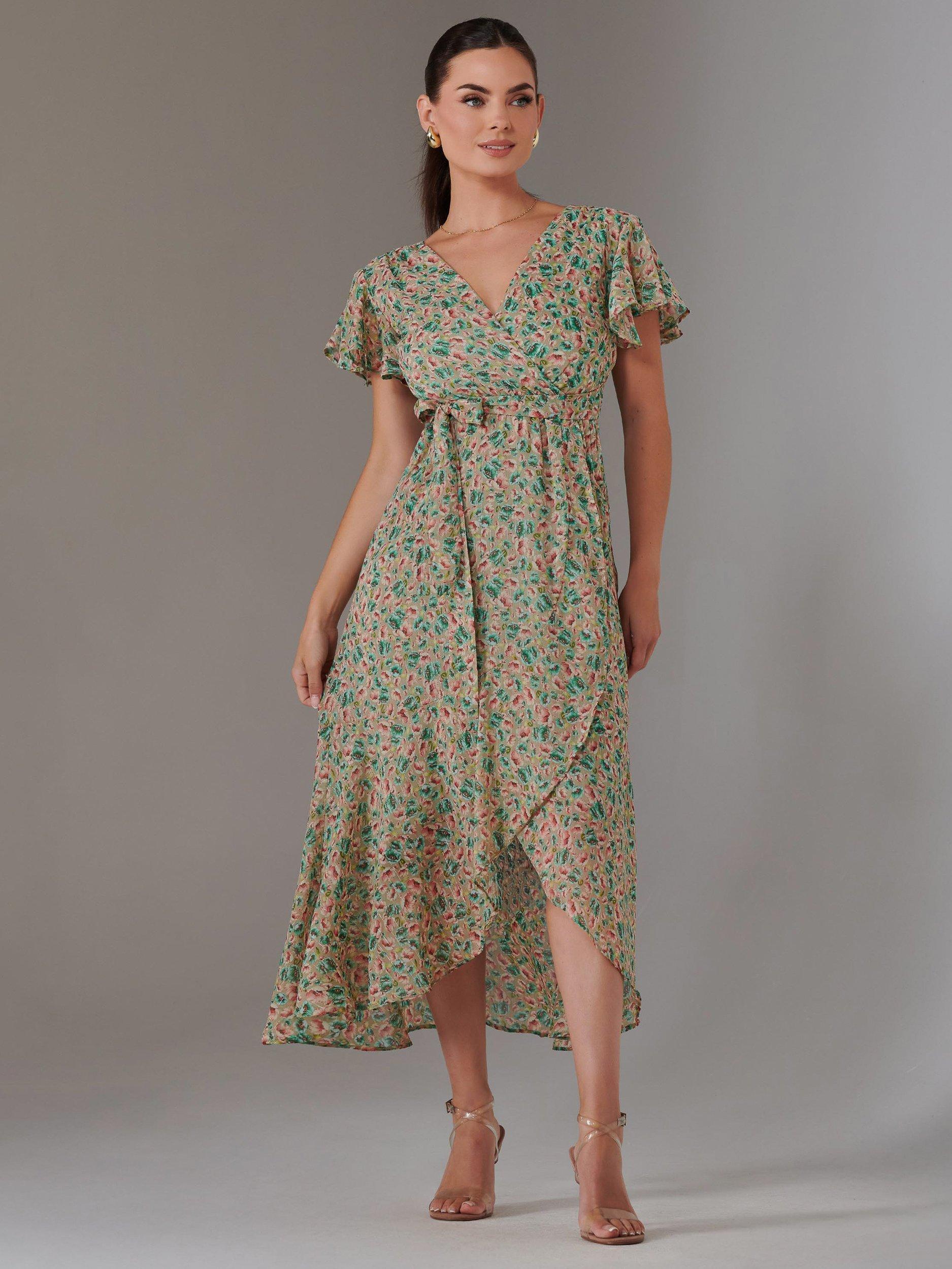 Product image 1 of 7, which shows Jolie Moi Petite Floral Midmaxi Dress, Multi, 6Pt