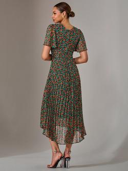 Jolie Moi Floral Pleated Midaxi Dress, Black/Multi - view 2, Black/Multi