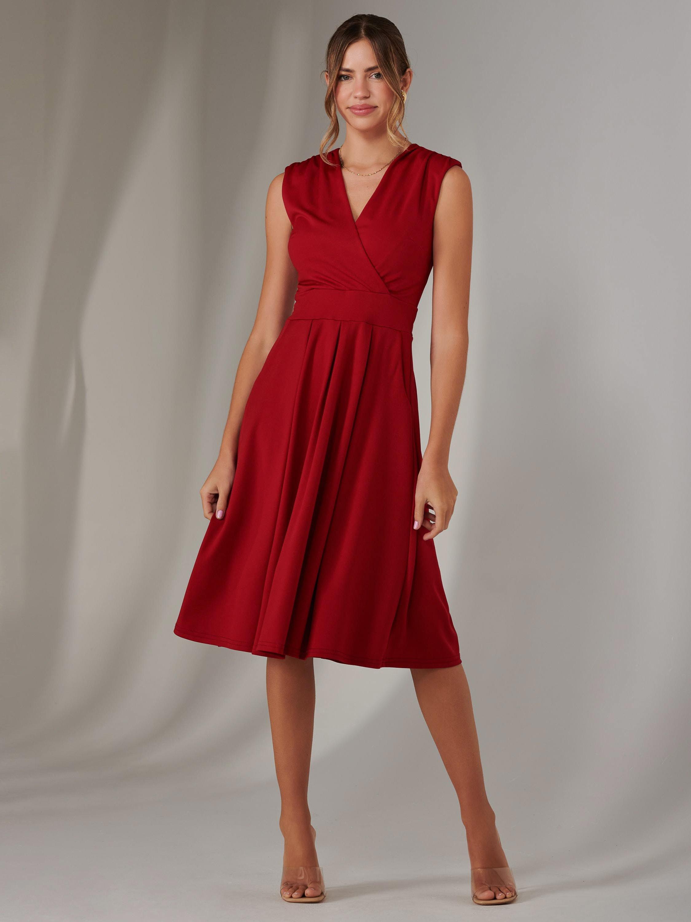 Jolie Moi Sleeveless Midi Dress, Burgundy