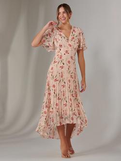 Jolie Moi Floral Wrap Bodice Midaxi Dress, Beige, Beige