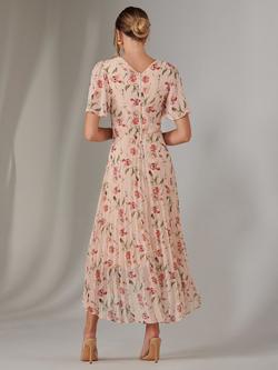 Jolie Moi Floral Wrap Bodice Midaxi Dress, Beige - view 2, Beige