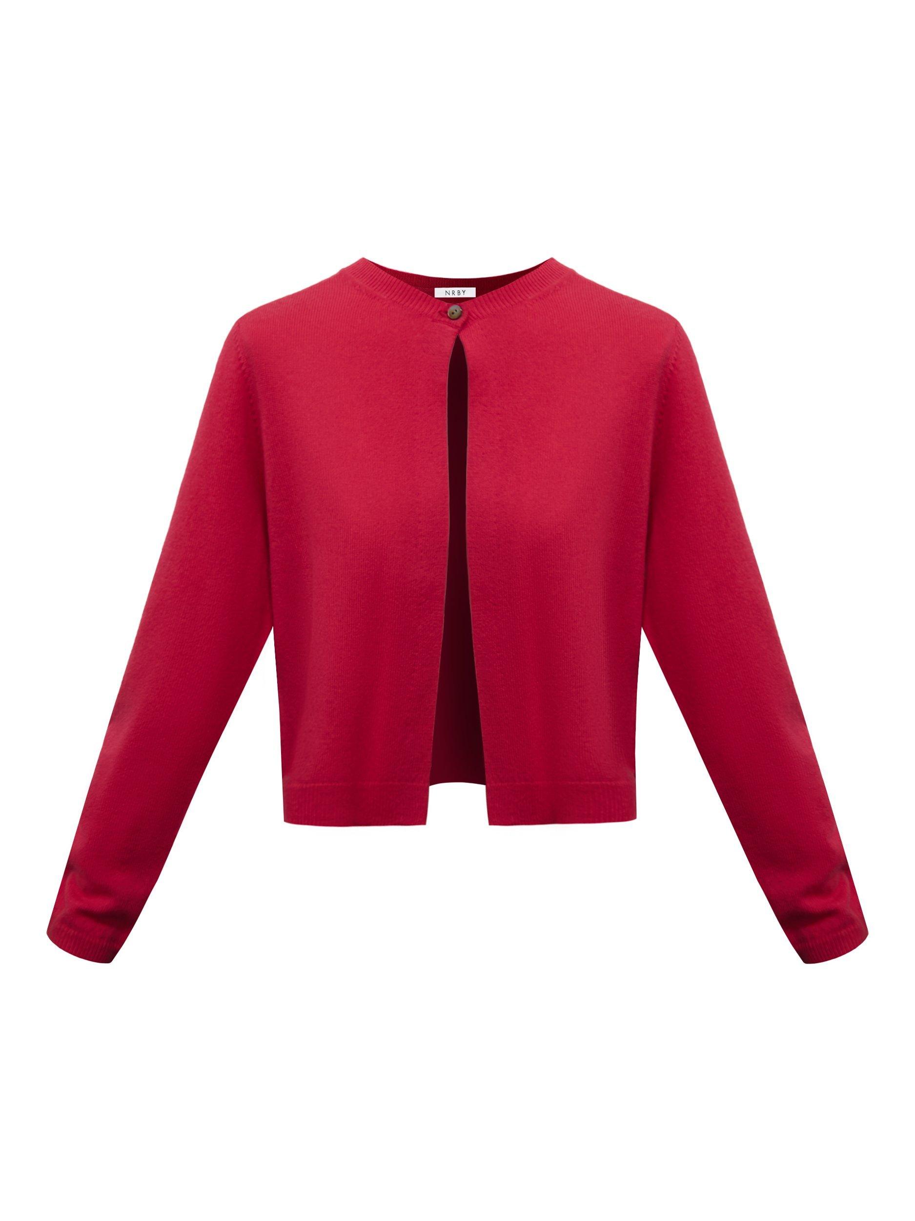 Product image 8 of 8, which shows NRBY Calypso Wool Rich Cardigan, Hot Rose, XS-S