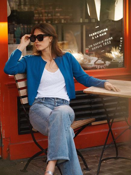 NRBY Calypso Wool Rich Cardigan, Maroq Blue - view 2, Maroq Blue