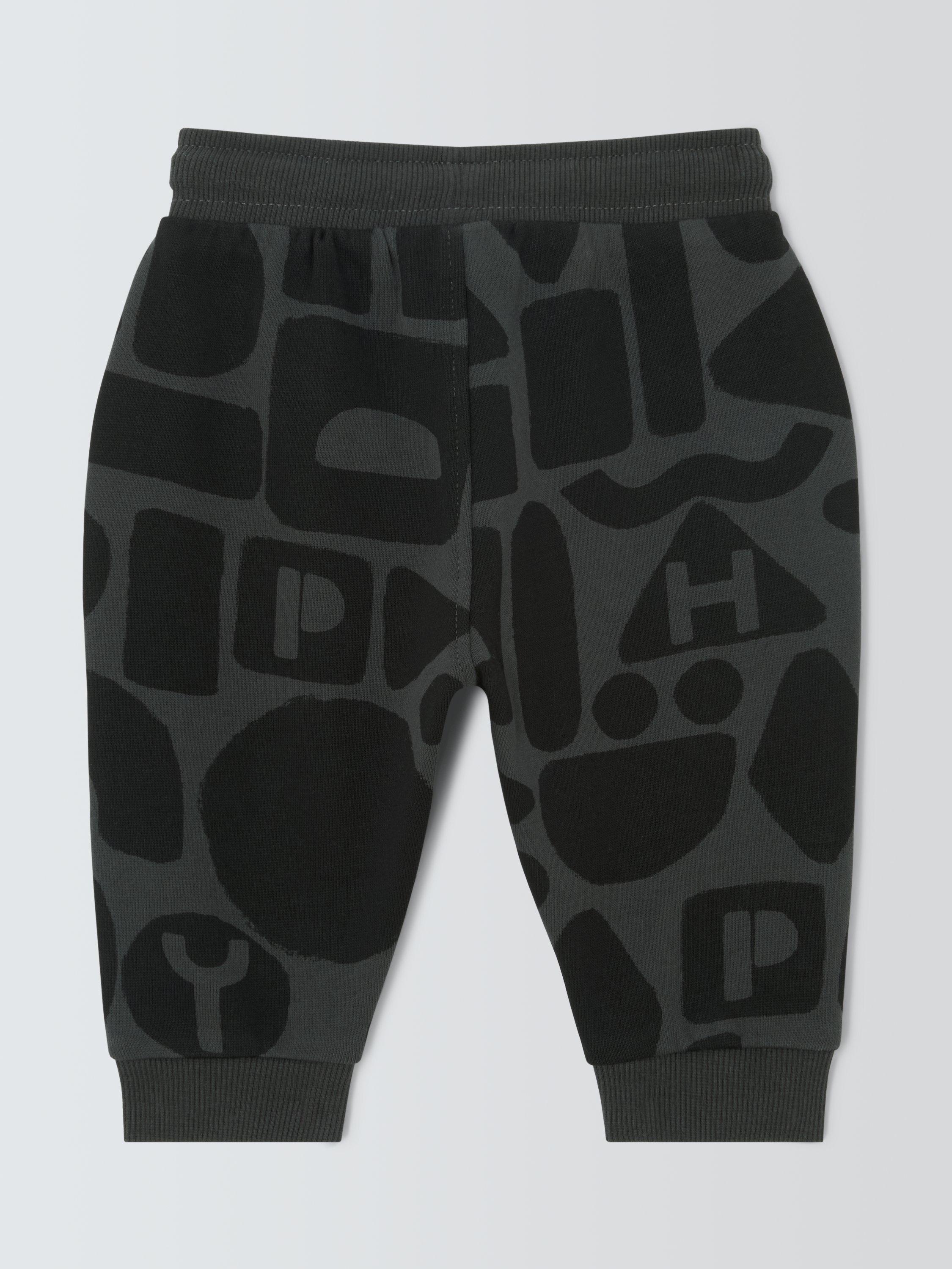 Product image 2 of 3, which shows John Lewis Baby Shapes Joggers, Charcoal Shapes, 3-6 months