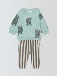 John Lewis Baby Sweatshirt and Trousers Set, Blue/Stripe