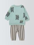 John Lewis Baby Sweatshirt and Trousers Set, Blue/Stripe