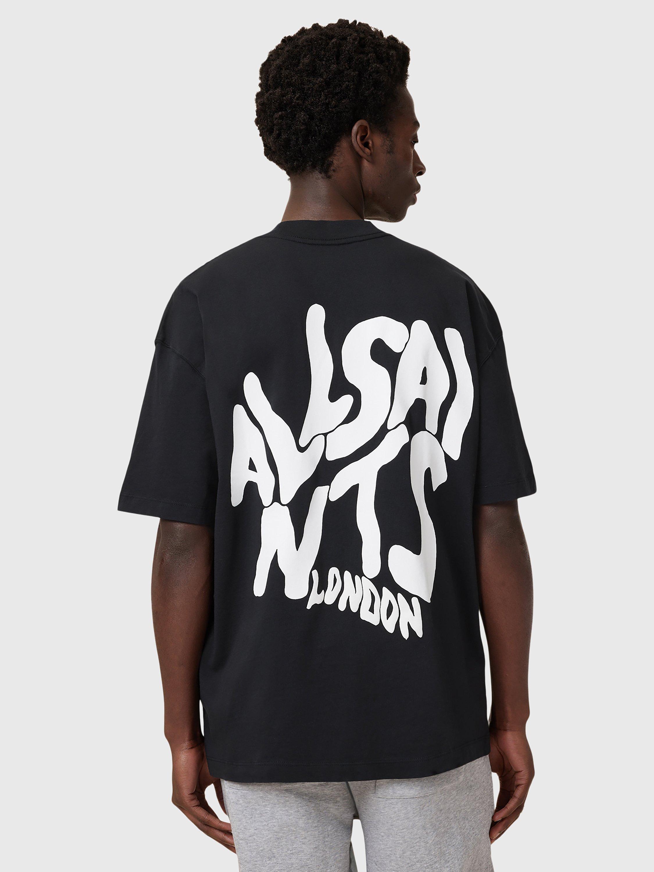 Product image 2 of 6, which shows AllSaints Orlando Organic Cotton Loose Fit Short Sleeve Graphic T-Shirt, Black, L