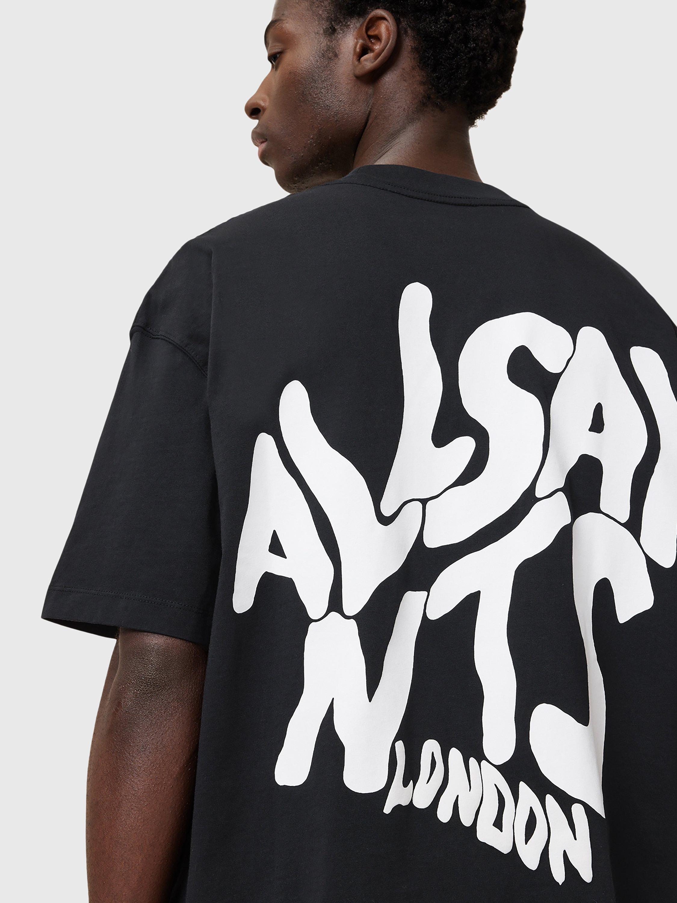 Product image 5 of 6, which shows AllSaints Orlando Organic Cotton Loose Fit Short Sleeve Graphic T-Shirt, Black, L