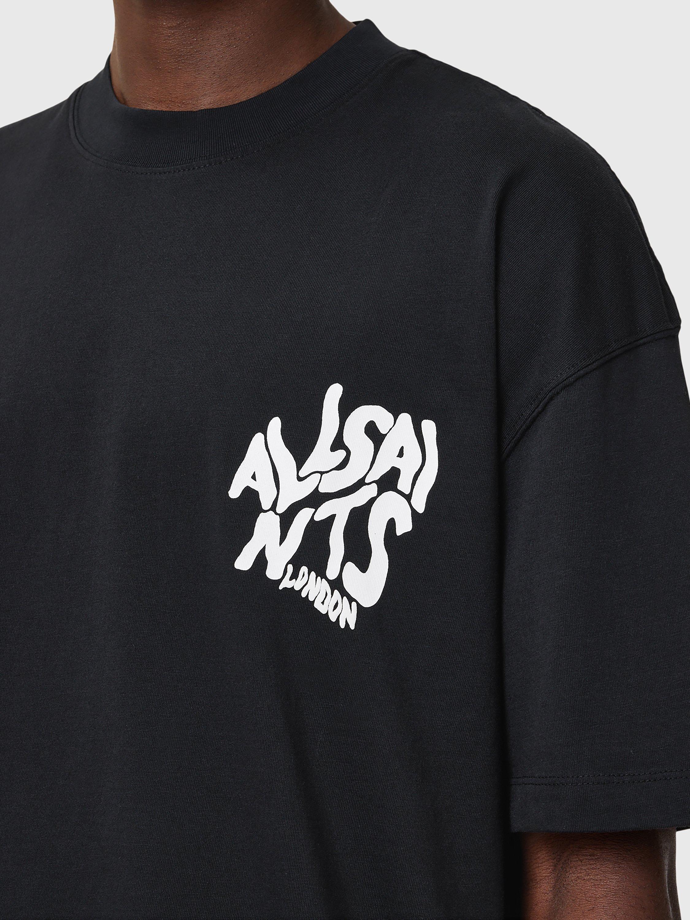 Product image 6 of 6, which shows AllSaints Orlando Organic Cotton Loose Fit Short Sleeve Graphic T-Shirt, Black, L