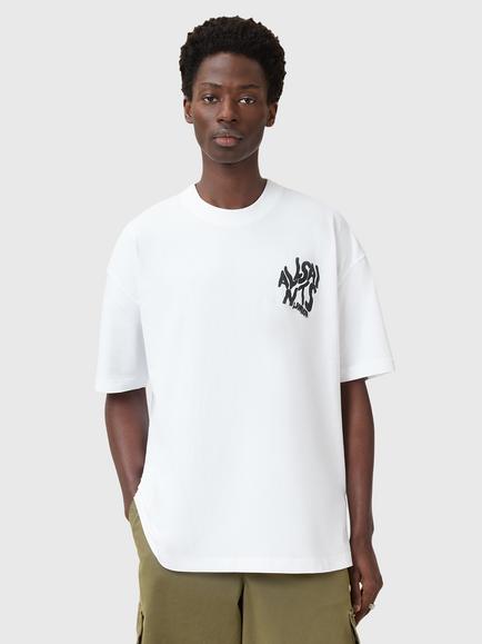 AllSaints Orlando Cotton Regular Fit Short Sleeve Print T-Shirt, White