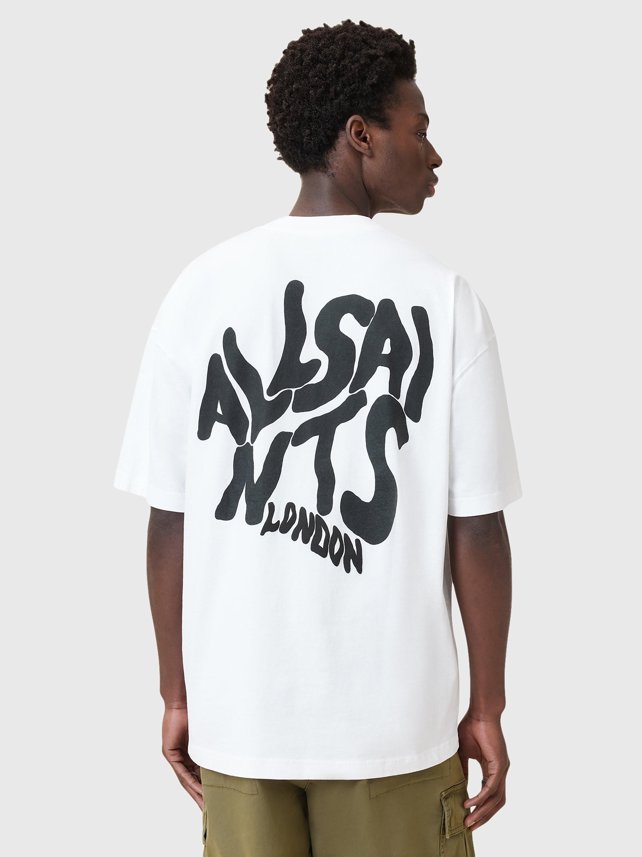 Product image 2 of 7, which shows AllSaints Orlando Organic Cotton Loose Fit Short Sleeve Graphic T-Shirt, White, L