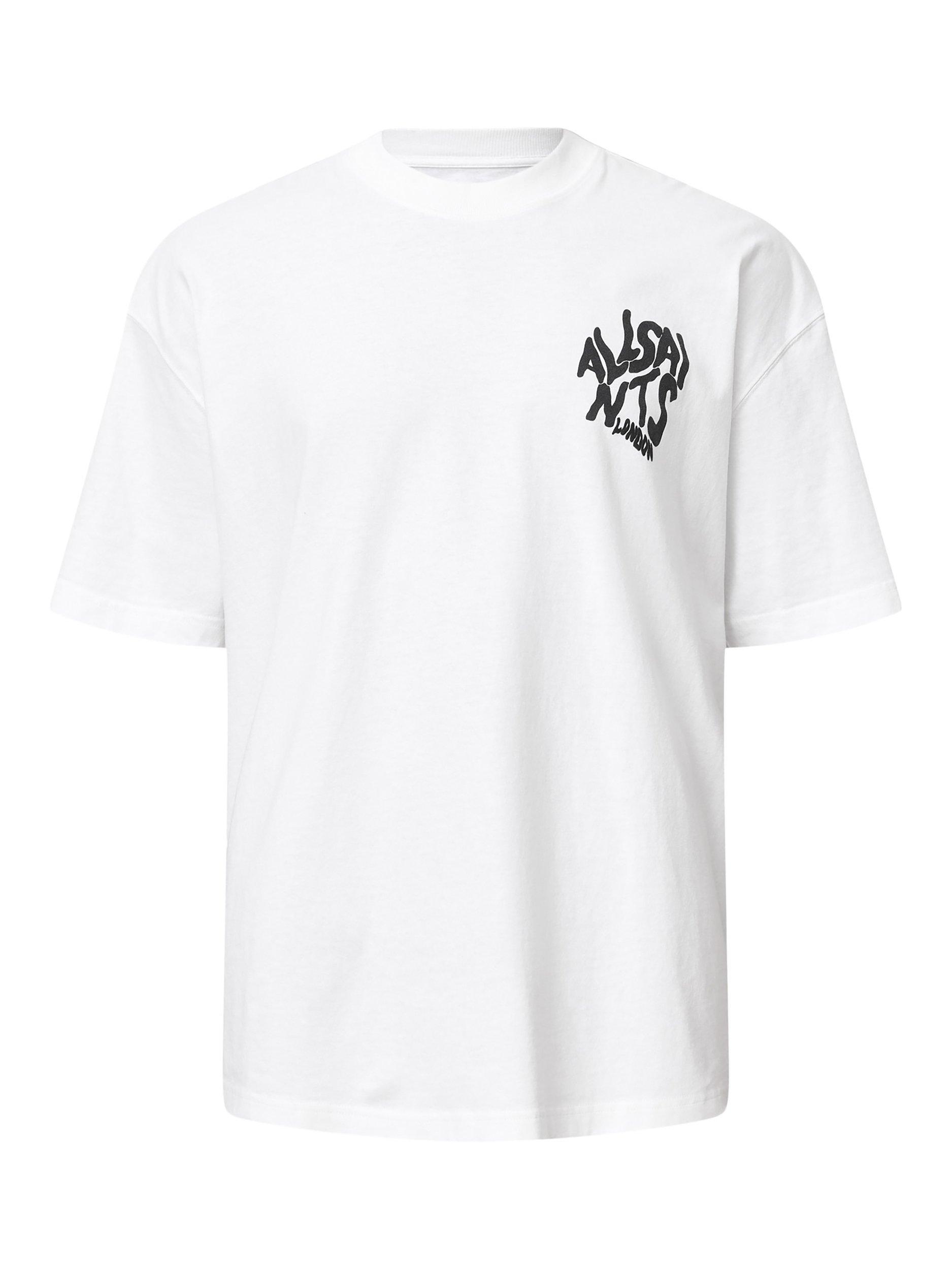 Product image 4 of 7, which shows AllSaints Orlando Organic Cotton Loose Fit Short Sleeve Graphic T-Shirt, White, L