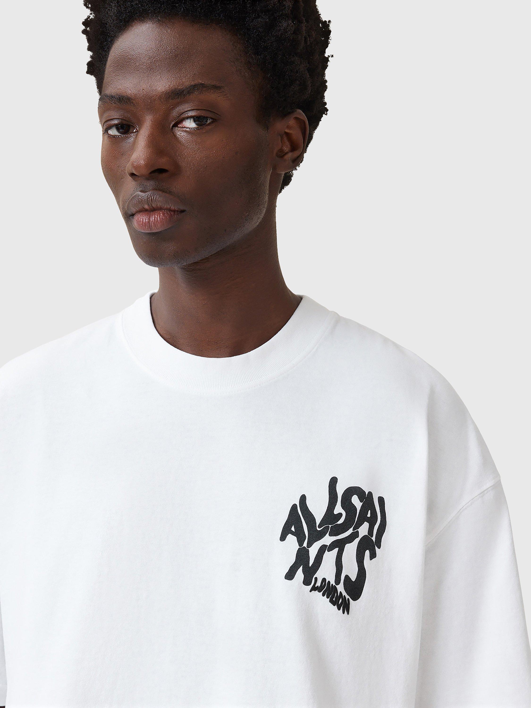 Product image 6 of 7, which shows AllSaints Orlando Organic Cotton Loose Fit Short Sleeve Graphic T-Shirt, White, L
