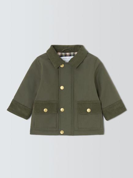 John Lewis Baby Cord Wax Jacket, Green, Green