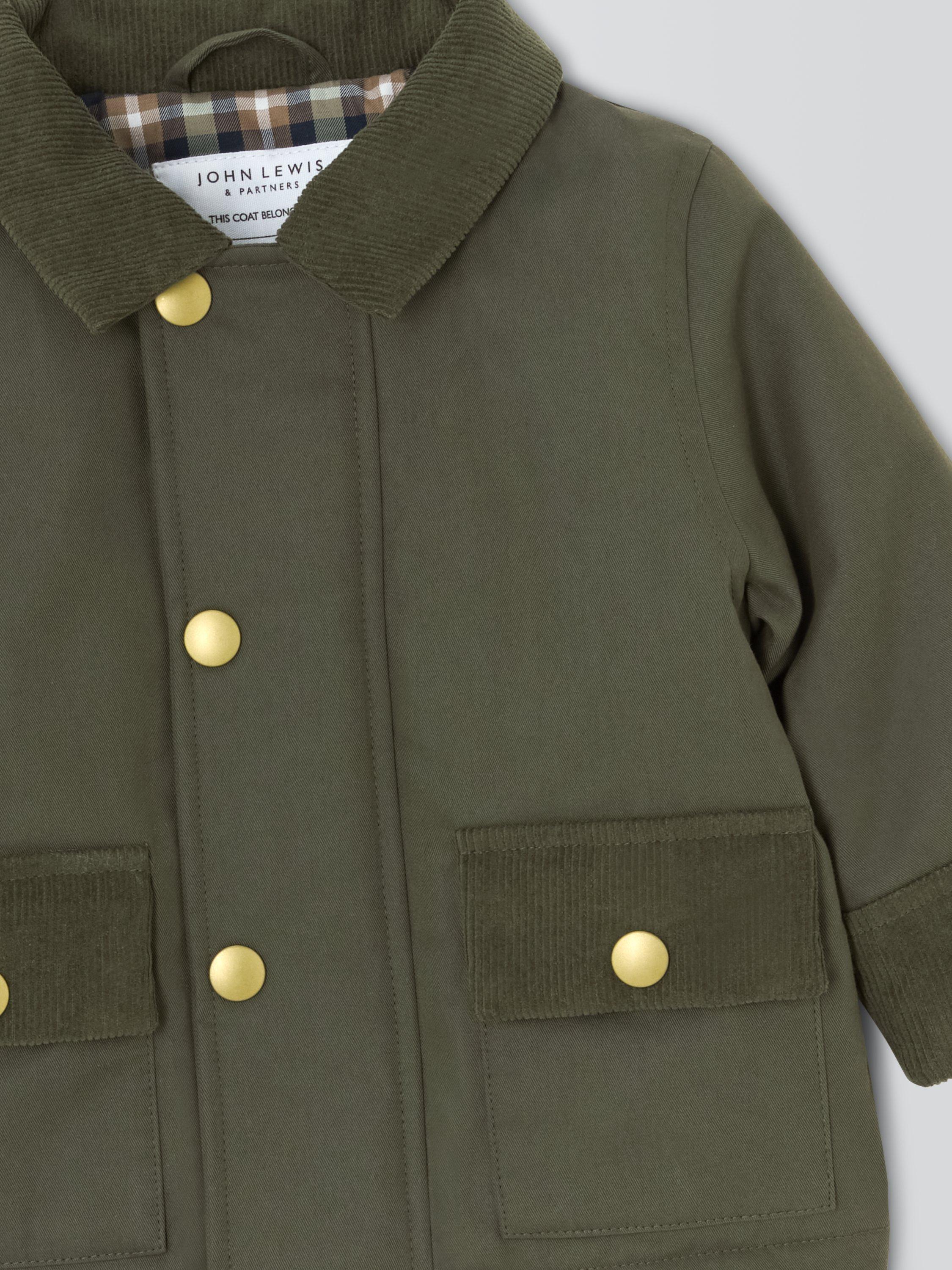 Product image 3 of 3, which shows John Lewis Baby Cord Wax Jacket, Green, 3-6 months