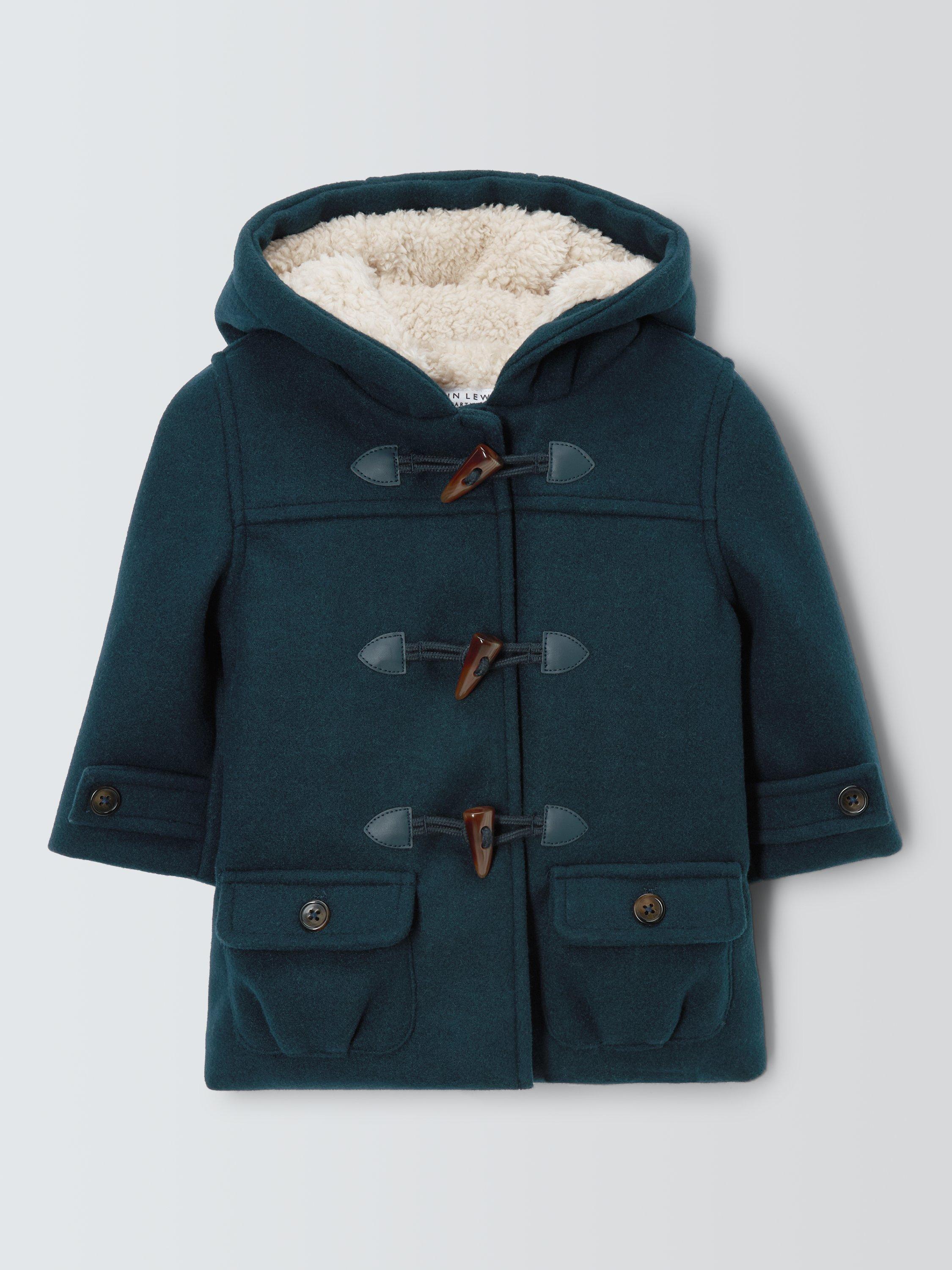 Product image 1 of 3, which shows John Lewis Baby Duffle Coat, Blue, 3-6 months