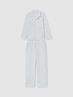 Reiss Kids' Cohen Stripe Cotton Pyjamas, Blue/White, Blue/White