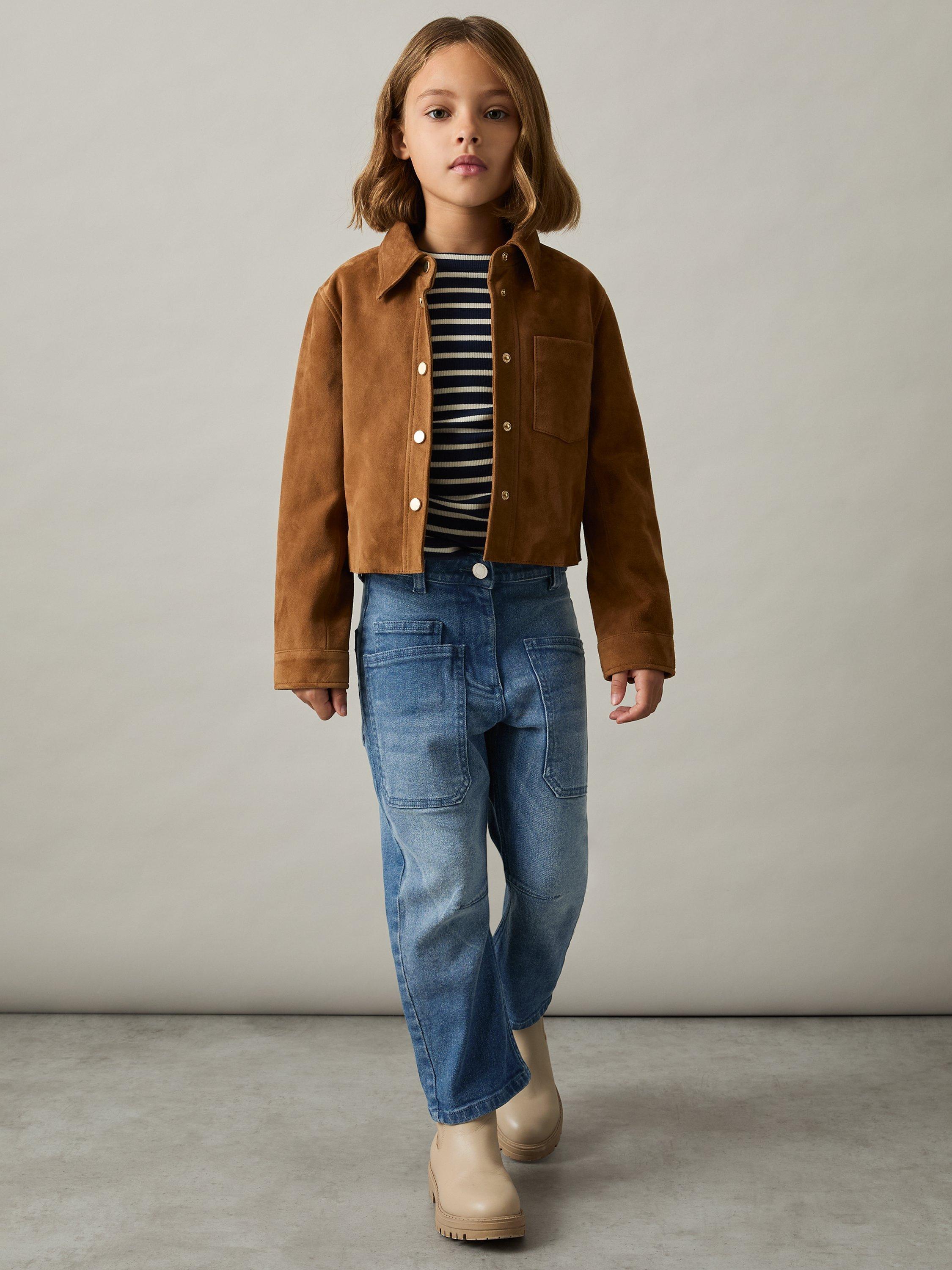 Product image 2 of 3, which shows Reiss Kids' Brady Barrel Leg Jeans, Blue, 4-5 years
