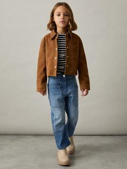 Reiss Kids' Brady Barrel Leg Jeans, Blue - view 2, Blue