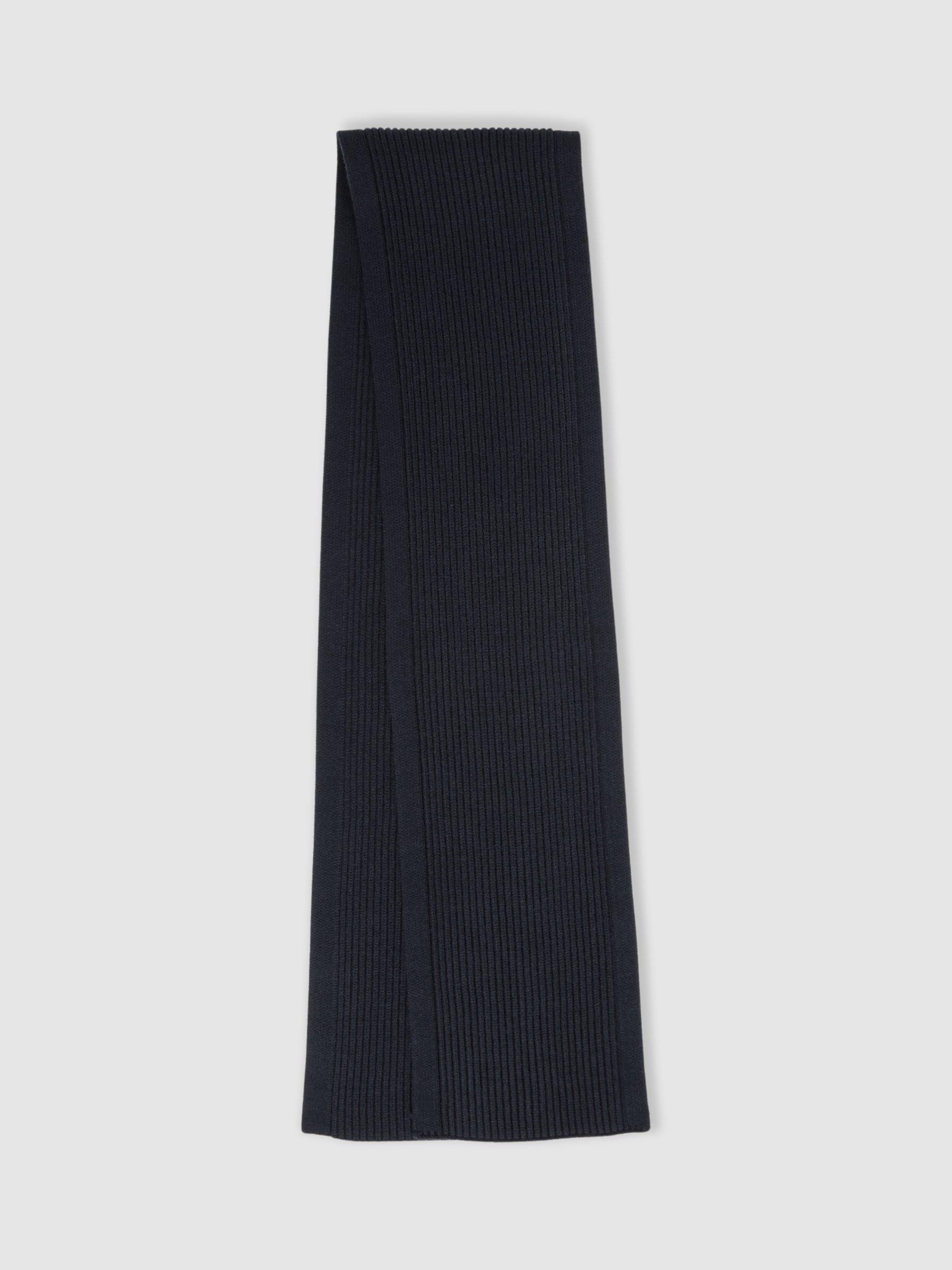 Product image 3 of 4, which shows Reiss Kids' Chesterfield Ribbed Hat and Scarf Set, Navy, 3-6 years