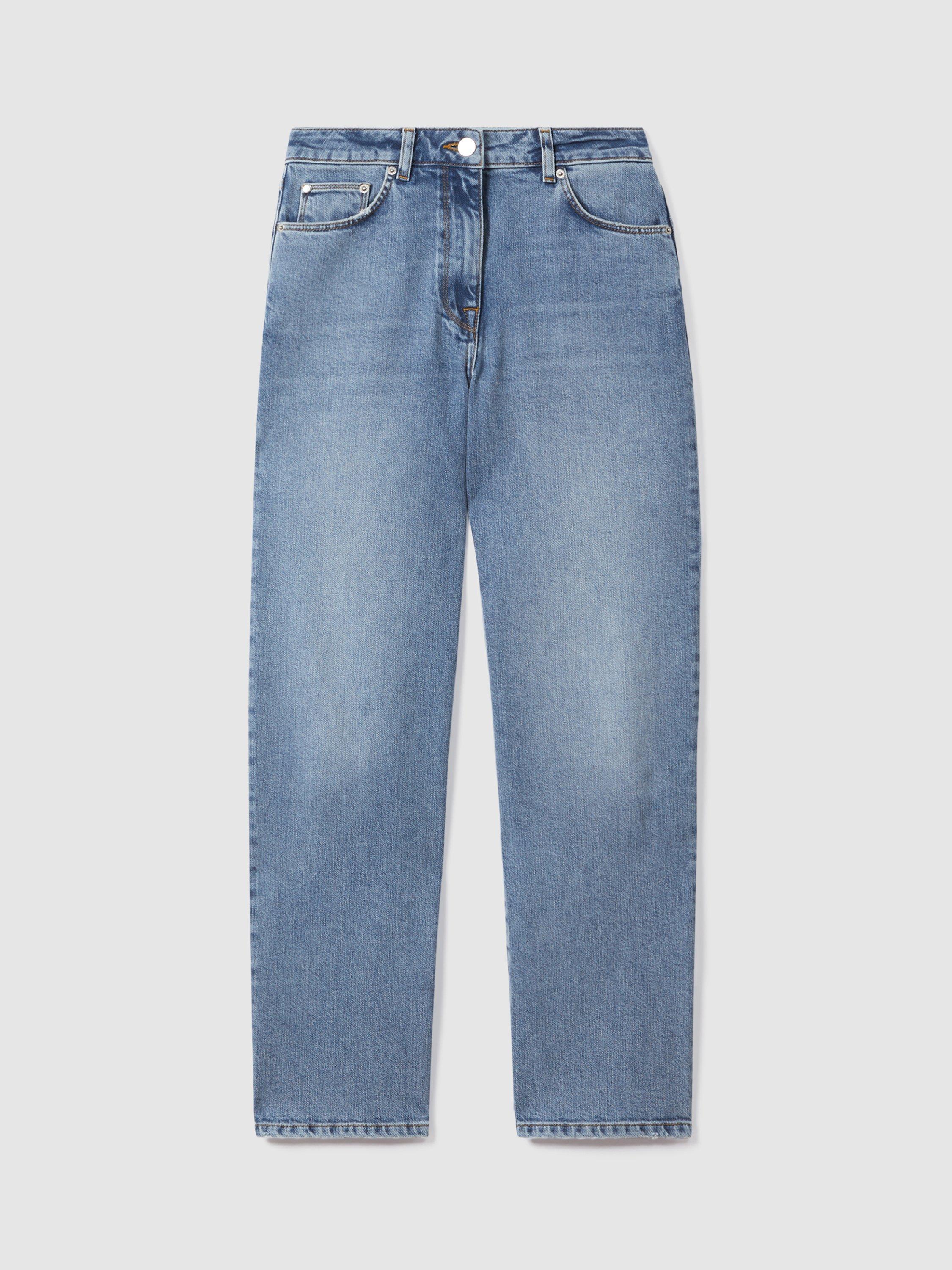 Product image 4 of 5, which shows Reiss Selin Mid Rise Jeans, Light Blue, 25R