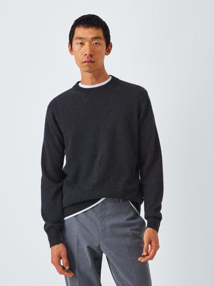 John Lewis Made in Italy Cashmere Crew Neck Jumper, Charcoal