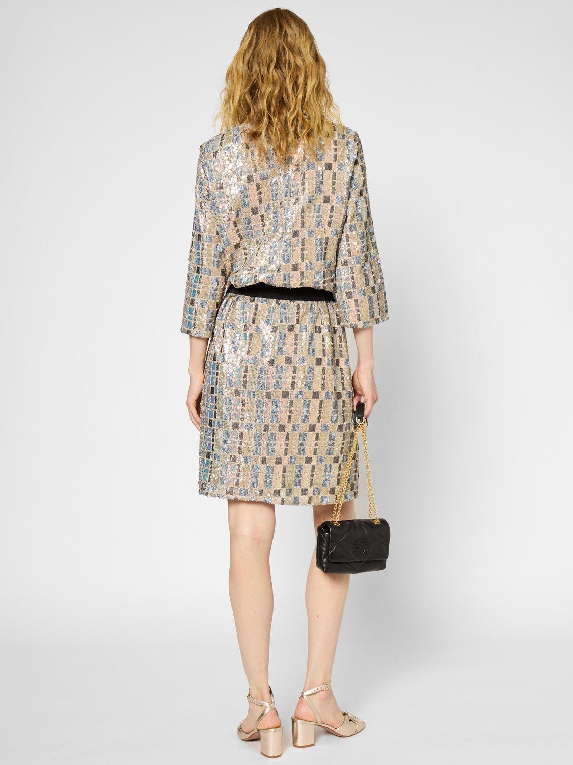 Product image 3 of 5, which shows Gerard Darel Paty Round Neck Sequin Dress, Bluesky, 6