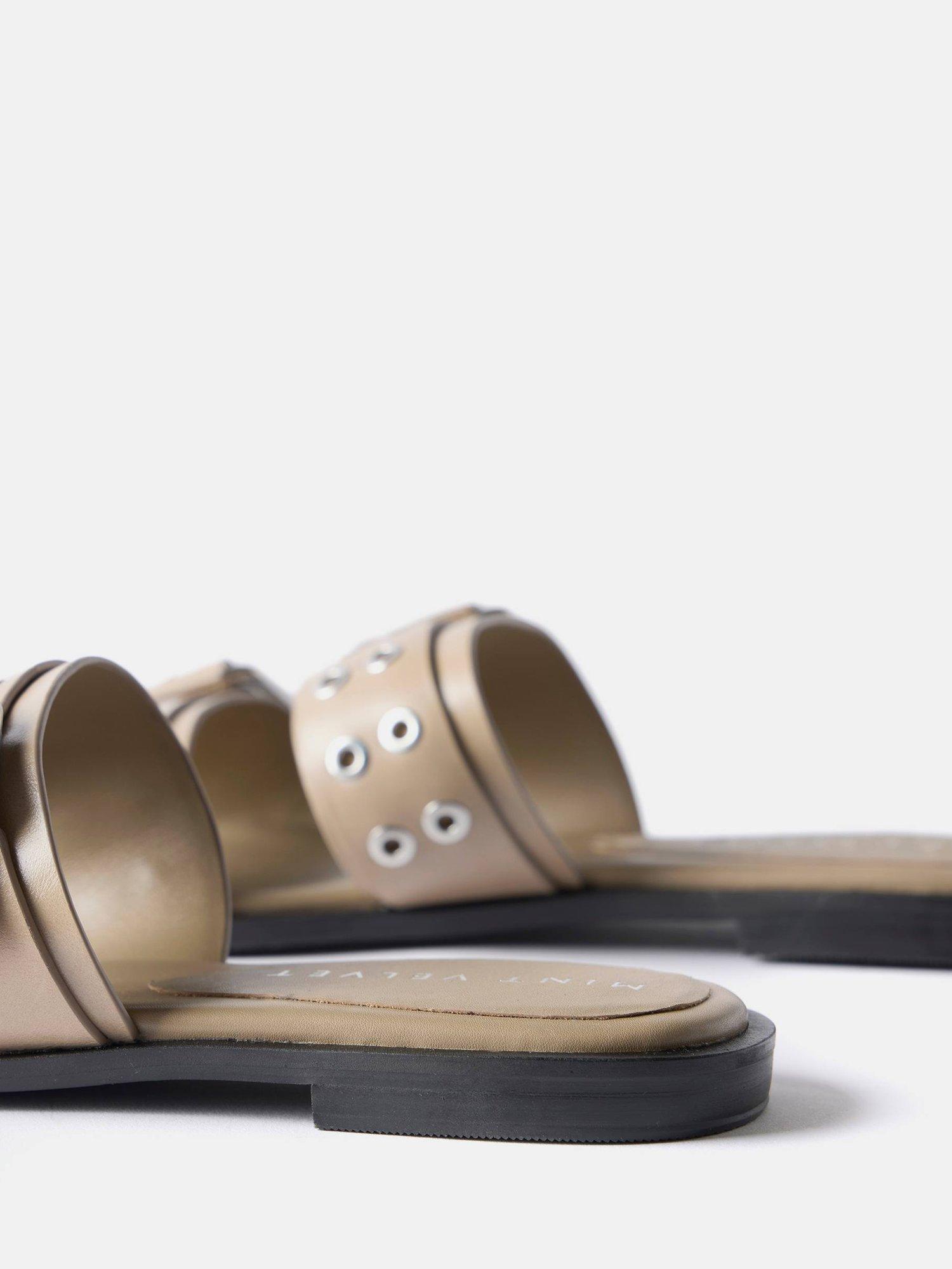 Product image 4 of 4, which shows Mint Velvet Leather Double Strap Buckle Sandals, Natural Taupe, 5
