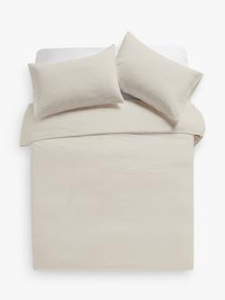 John Lewis Cotton Seersucker Duvet Cover Set, Natural Natural